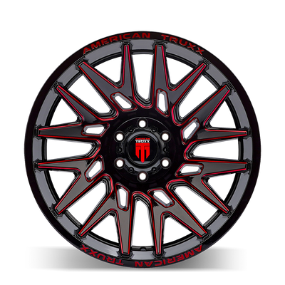 Evolution AT1919 Gloss Black Prizm Red Wheel <br> 22x12 / 8x165.1 BP / -44mm OS / 125.2mm Hub