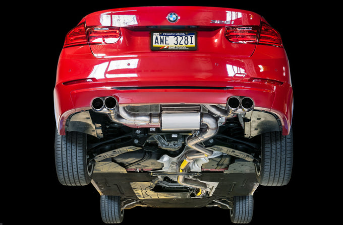 Touring Edition Axle-back Exhaust, Quad Outlet <br>12-16 BMW 328i, 13-16 328i xDrive, 14-16 428i xDrive