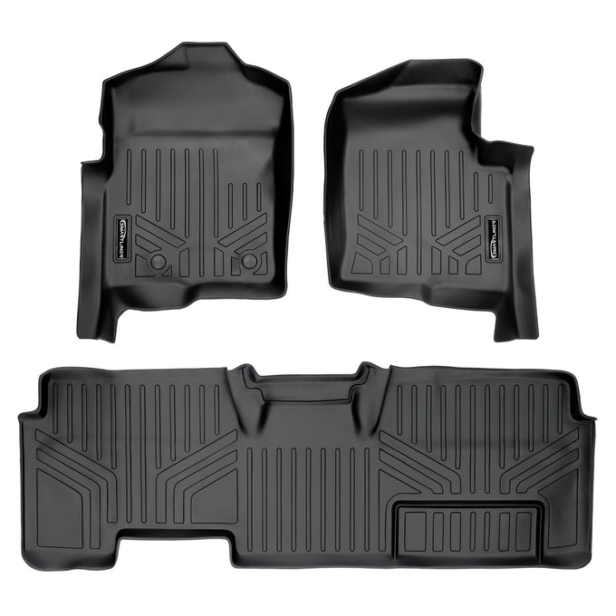Floor Mats 2 Row Liner Set <br> 11-14 Ford F-150 SuperCab (With Non-Flow Console)