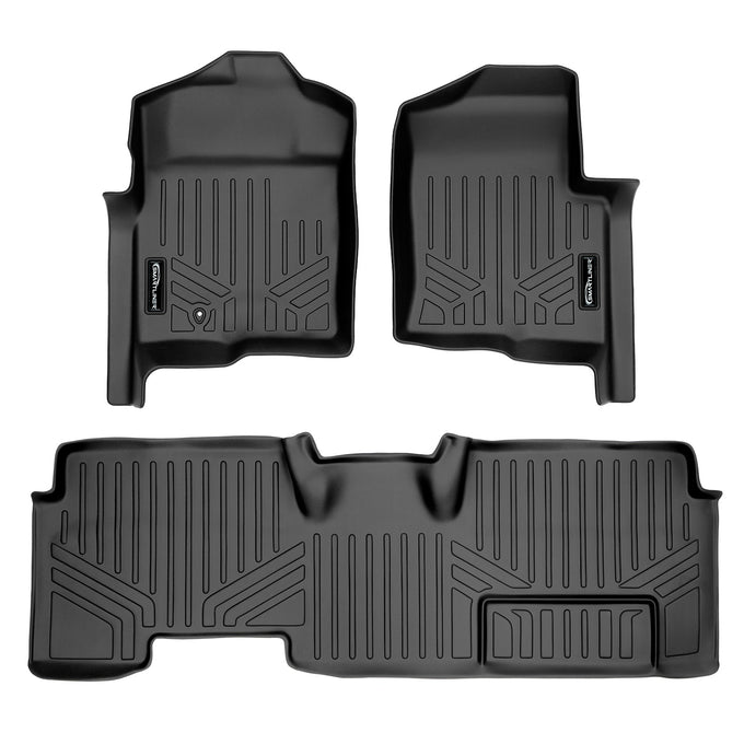 Floor Mats 2 Row Liner Set <br> 09-10 Ford F-150 SuperCab With Flow Center Console