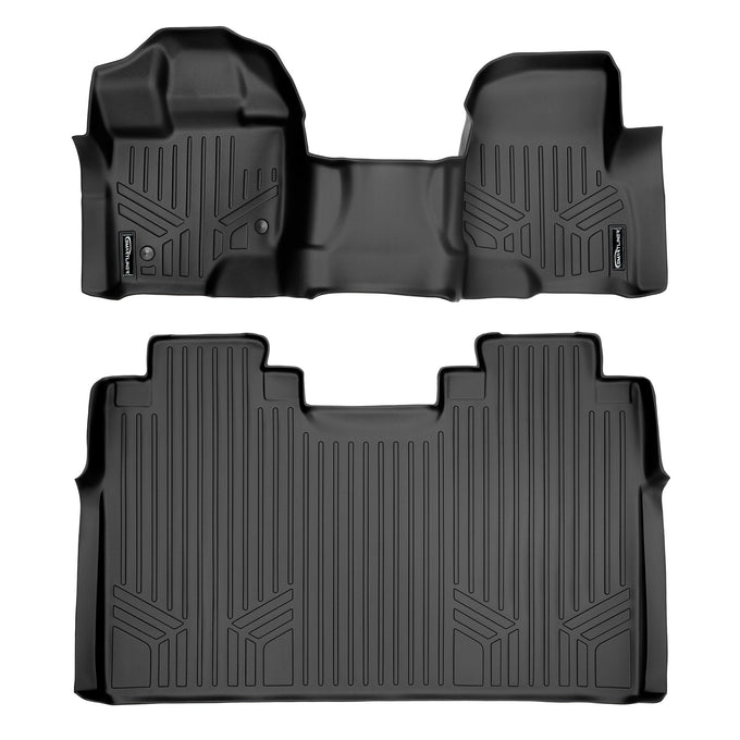 Floor Mats 2 Row Liner Set <br> 15-22 Ford F-150 SuperCrew Cab Front Bench Seats