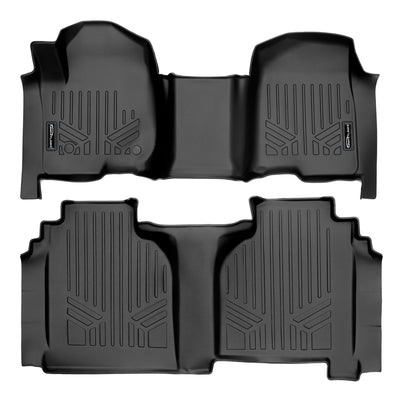 Floor Mats 2 Row Liner Set <br> 19-21 Chevy Silverado GMC Sierra 1500 Double Cab