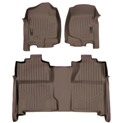 Floor Mats 2 Row Liner Set Tan <br> 07¨C14 Chevy/GMC 1500¨C3500 HD Crew Cab