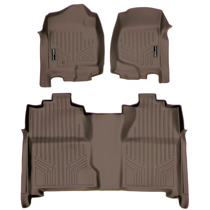 Floor Mats 2 Row Liner Set Tan <br> 07¨C14 Chevy/GMC 1500¨C3500 HD Crew Cab
