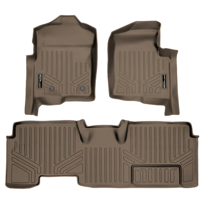 Floor Mats 2 Row Liner Set Tan <br> 11-14 Ford F-150 SuperCab