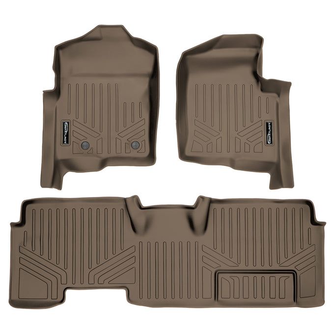 Floor Mats 2 Row Liner Set Tan <br> 11-14 Ford F-150 SuperCab
