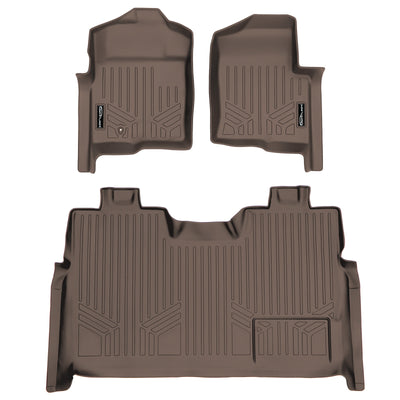 Floor Mats 2 Row Liner Set Tan <br> 09-10 Ford F-150 SuperCrew Cab