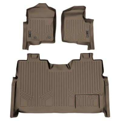 Floor Mats 2 Row Liner Set Tan <br> 11-14 Ford F-150 SuperCrew Cab