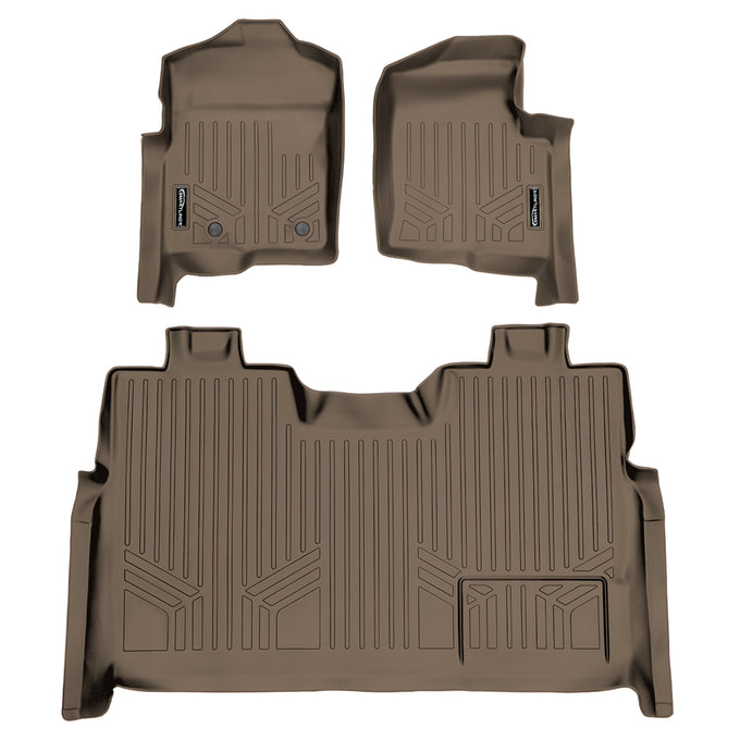 Floor Mats 2 Row Liner Set Tan <br> 11-14 Ford F-150 SuperCrew Cab