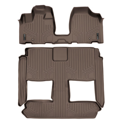 Floor Mats 3 Row Liner Set Tan <br> 08-20 Dodge Caravan08-16 Chrysler Town & Country