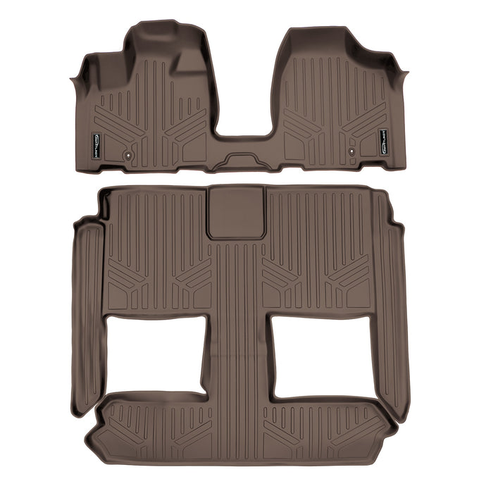 Floor Mats 3 Row Liner Set Tan <br> 08-20 Dodge Caravan08-16 Chrysler Town & Country