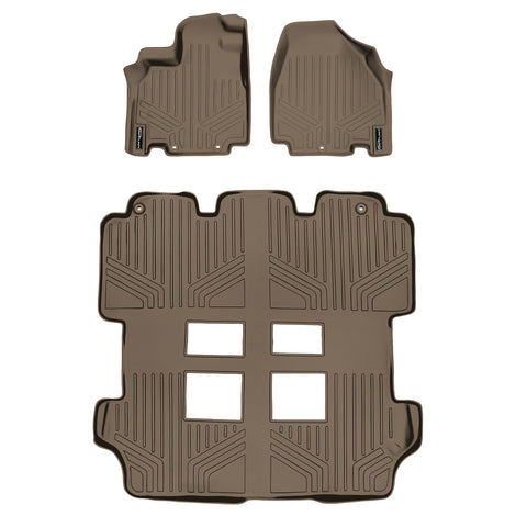 Floor Mats 3 Row Liner Set Tan <br> 11-17 Honda Odyssey