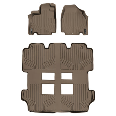 Floor Mats 3 Row Liner Set Tan <br> 11-17 Honda Odyssey