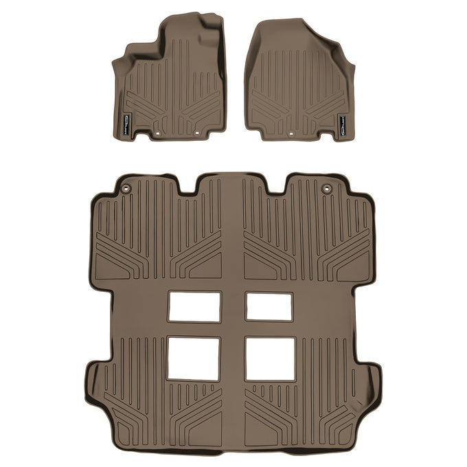 Floor Mats 3 Row Liner Set Tan <br> 11-17 Honda Odyssey