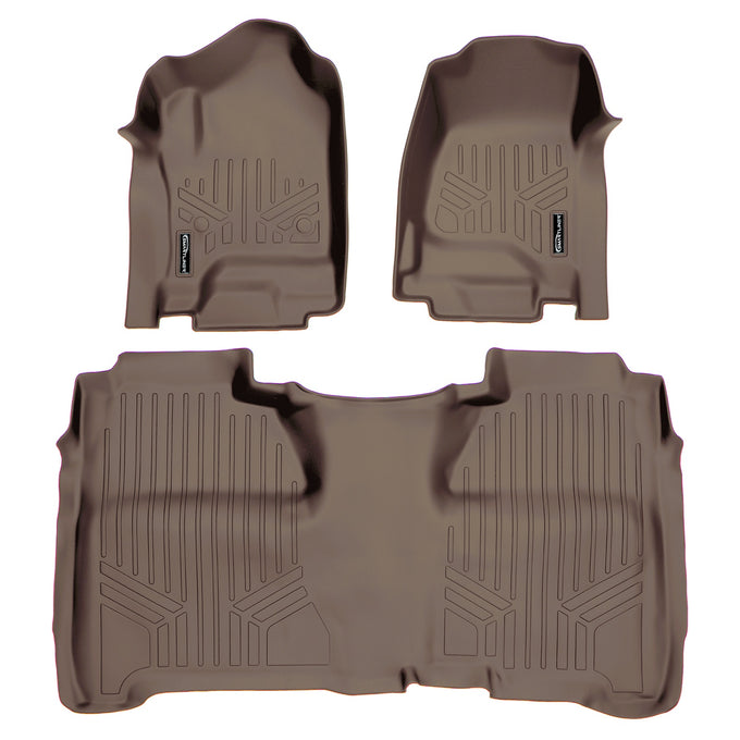 Floor Mats 2 Row Liner Set Tan <br> 14¨C19 Chevy/GMC 1500¨C3500 HD Crew Cab