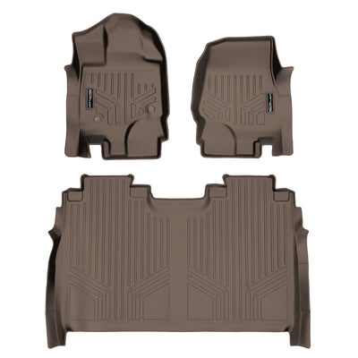 Floor Mats 2 Row Liner Set Tan <br> 15-22 Ford F-150 Super Crew Cab