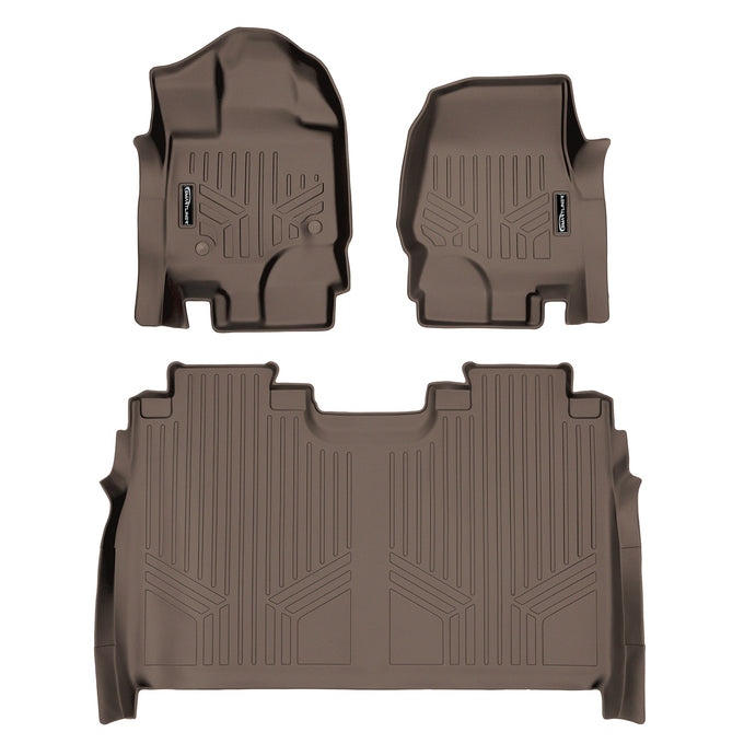 Floor Mats 2 Row Liner Set Tan <br> 15-22 Ford F-150 Super Crew Cab