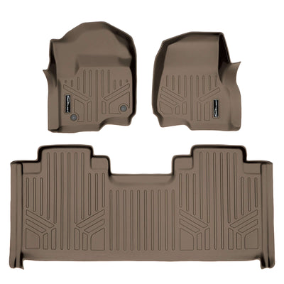 Floor Mats 2 Row Liner Set Tan <br> 17¨C22 Ford F-250/350 SD SuperCab w/ Front Buckets