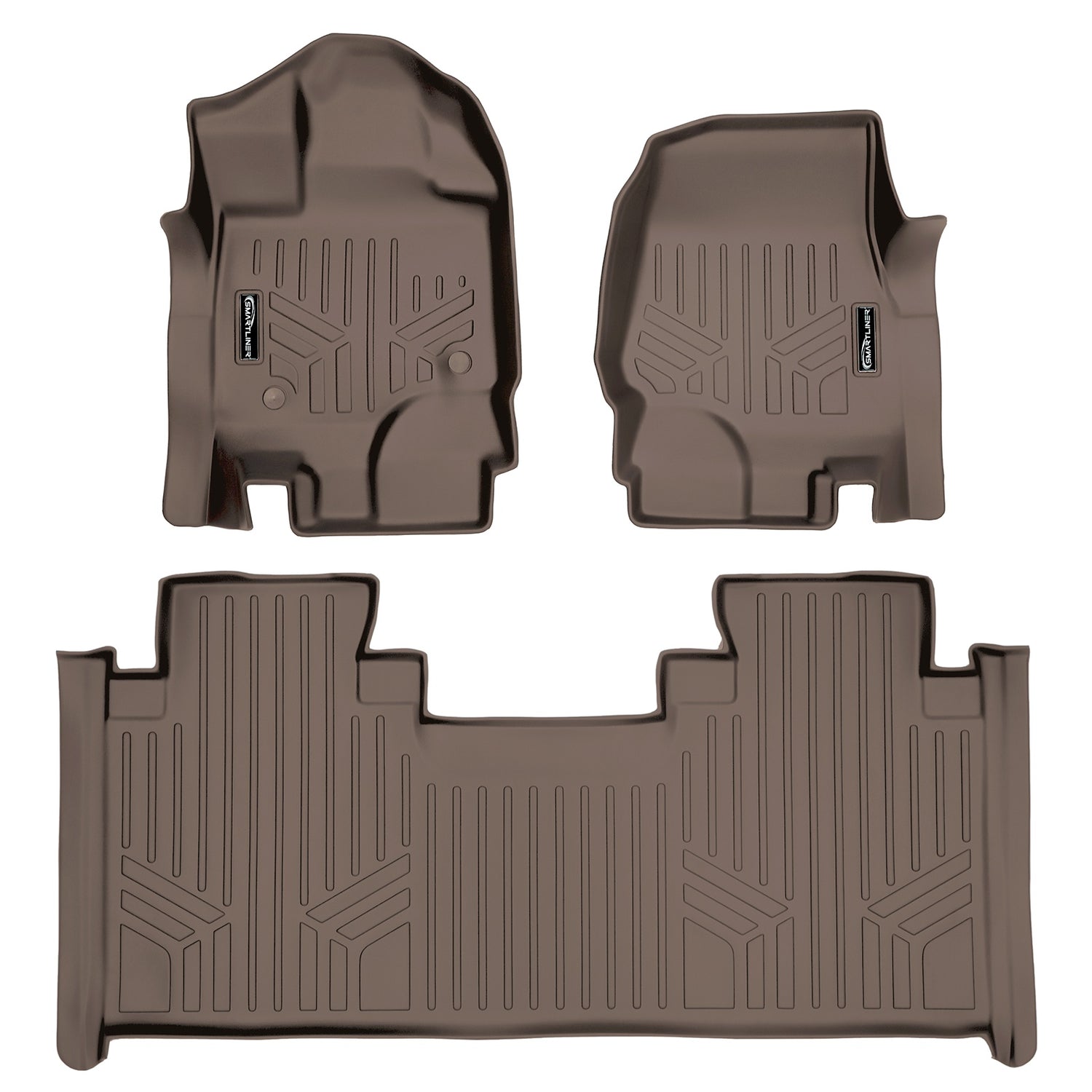 Floor Mats 2 Row Liner Set Tan <br> 15-22 Ford F-150 SuperCab With Front Bench Seats