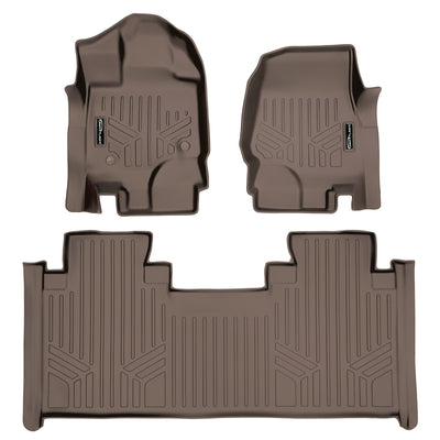 Floor Mats 2 Row Liner Set Tan <br> 15-22 Ford F-150 SuperCab With Front Bench Seats