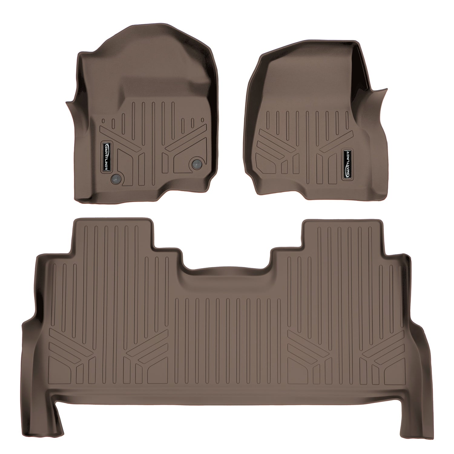 Floor Mats 2 Row Liner Set Tan <br> 17¨C22 Ford F-250/350 SD Crew Cab w/ Front Buckets