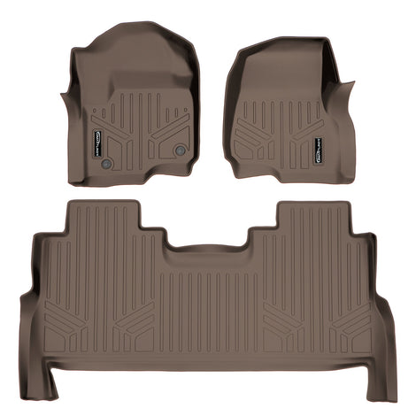 Floor Mats 2 Row Liner Set Tan <br> 17¨C22 Ford F-250/350 SD Crew Cab w/ Front Buckets