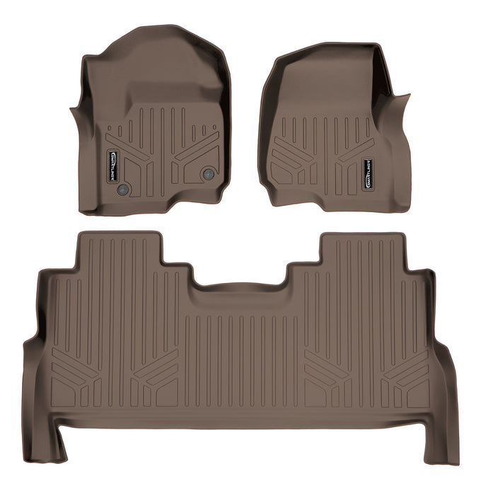 Floor Mats 2 Row Liner Set Tan <br> 17¨C22 Ford F-250/350 SD Crew Cab w/ Front Buckets