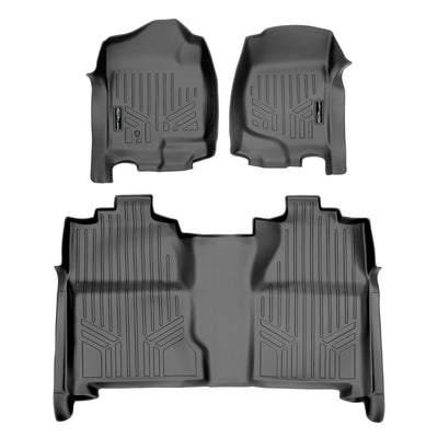 Floor Mats 2 Row Liner Set Grey <br> 07¨C14 Chevy/GMC 1500¨C3500 HD Crew Cab