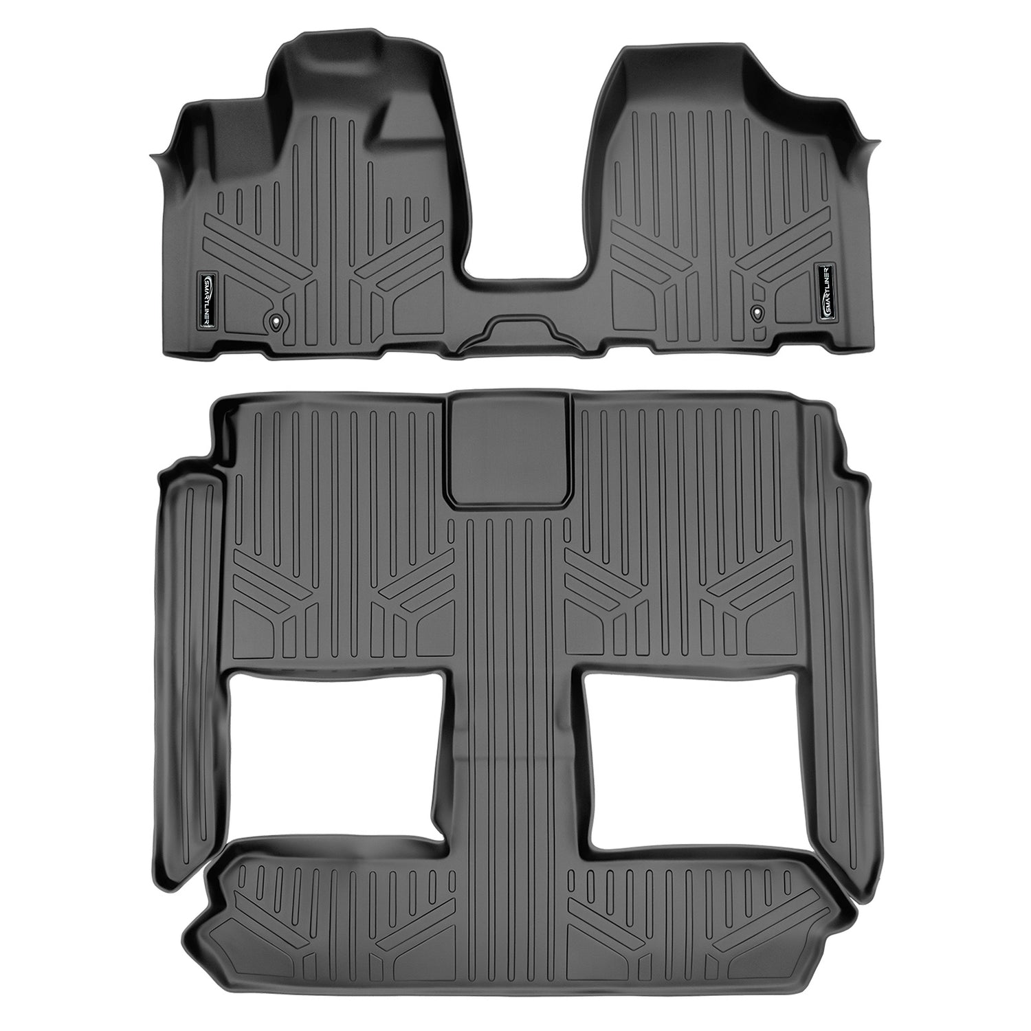 Floor Mats 3 Row Liner Set Grey <br> 08-20 Dodge Caravan08-16 Chrysler Town & Country