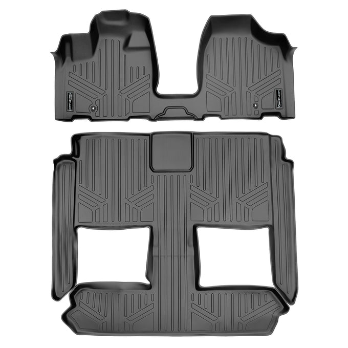 Floor Mats 3 Row Liner Set Grey <br> 08-20 Dodge Caravan08-16 Chrysler Town & Country