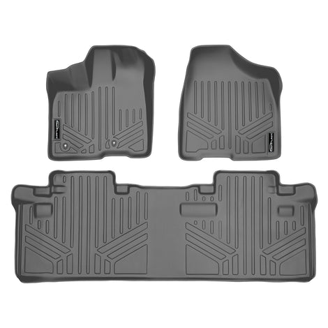 Floor Mats 2 Row Liner Set Grey <br> 11-12 Toyota Sienna (8 Passenger)