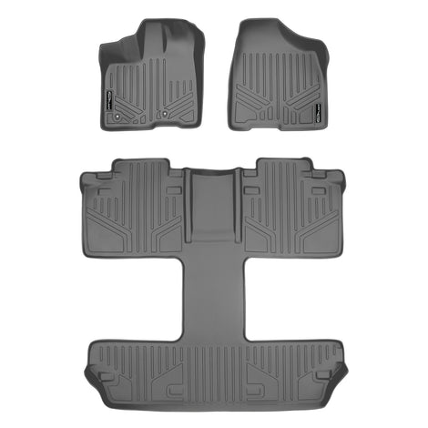 Floor Mats 3 Row Liner Set Grey <br> 11-12 Toyota Sienna (7 Passenger)