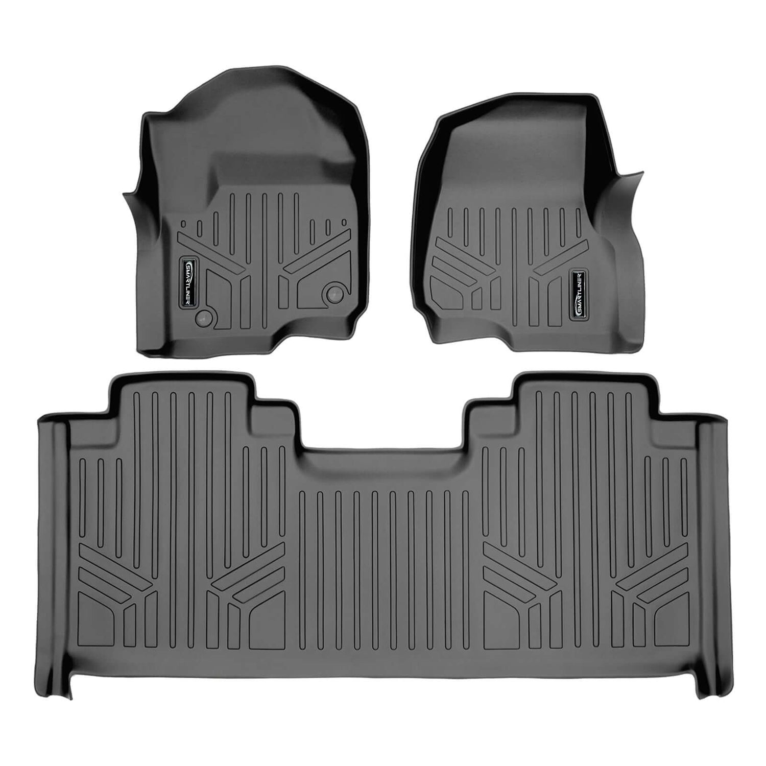 Floor Mats 2 Row Liner Set Grey <br> 17¨C22 Ford F-250/350 SD SuperCab w/ Front Buckets