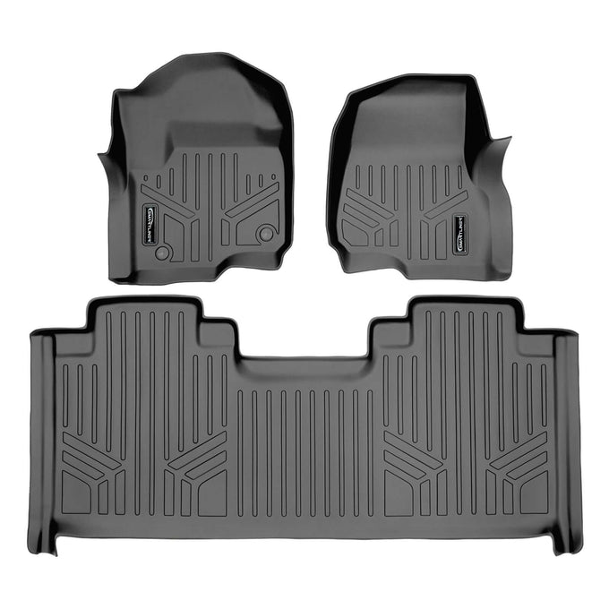 Floor Mats 2 Row Liner Set Grey <br> 17¨C22 Ford F-250/350 SD SuperCab w/ Front Buckets