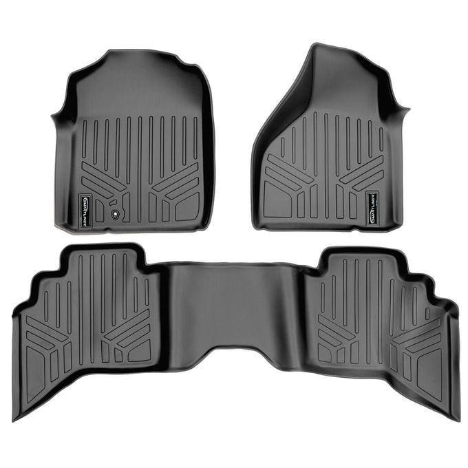 Floor Mats 2 Row Liner Set Grey <br> 02¨C09 Dodge Ram 1500¨C3500 Quad Cab
