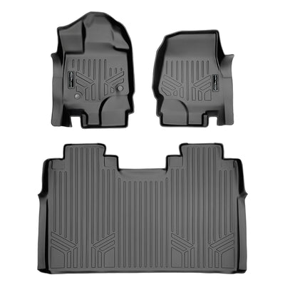 Floor Mats 2 Row Liner Set Grey <br> 15-22 Ford F-150 SuperCrew Cab