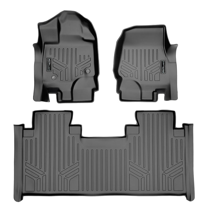 Floor Mats 2 Row Liner Set Grey <br> 15-22 Ford F-150 SuperCab