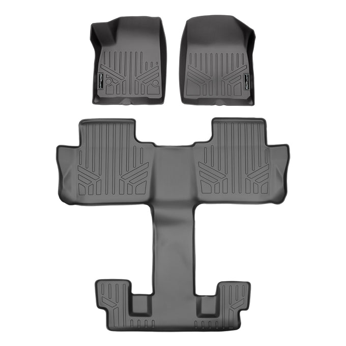 Floor Mats 3 Row Liner Set Grey <br> 17-21 GMC Acadia with Bucket Seats