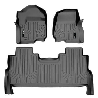 Floor Mats 2 Row Liner Set Grey <br> 17¨C22 Ford F-250/350 SD Crew Cab w/ Front Buckets