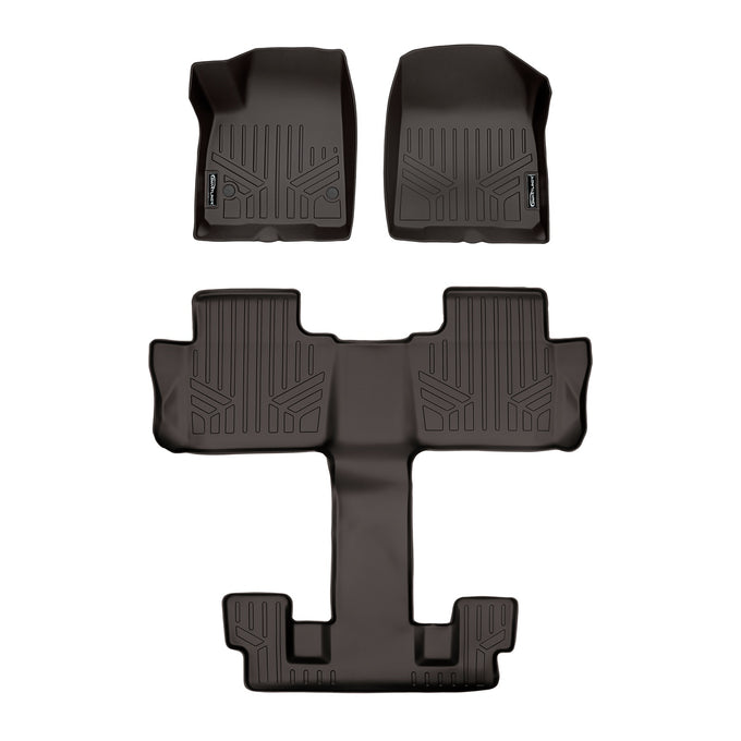 Floor Mats 3 Row Liner Set Cocoa <br> 17-21 GMC Acadia with Bucket Seats