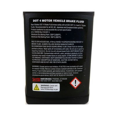 DOT4 Hi-Performance Brake Fluid, 16.9oz/500ml Bottle<br>Baer DOT4 Brake Fluid