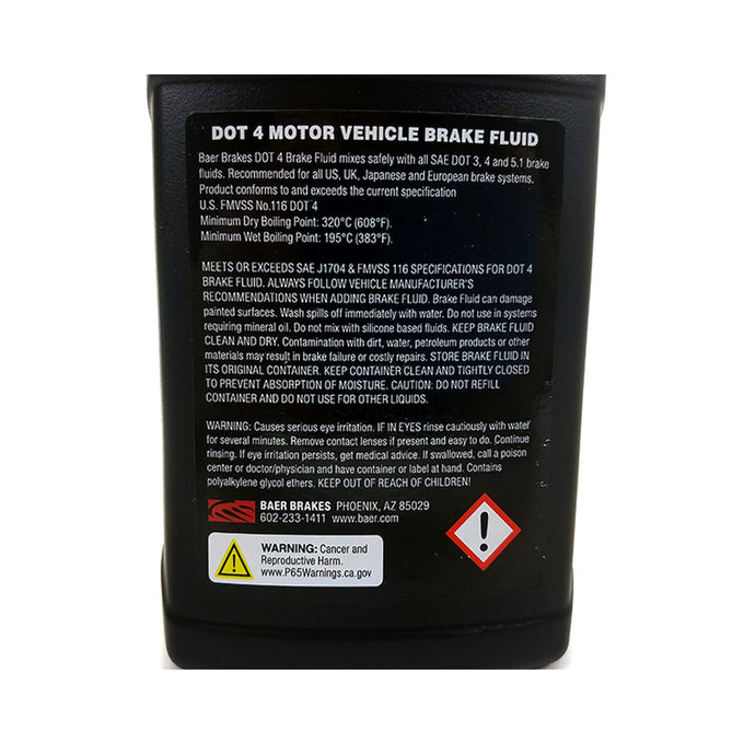 DOT4 Hi-Performance Brake Fluid, 16.9oz/500ml Bottle<br>Baer DOT4 Brake Fluid