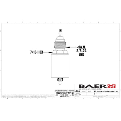 Pressure Residual Valve - 10LB, -3AN Fittings<br>Billet Aluminum, Black Anodized Finish