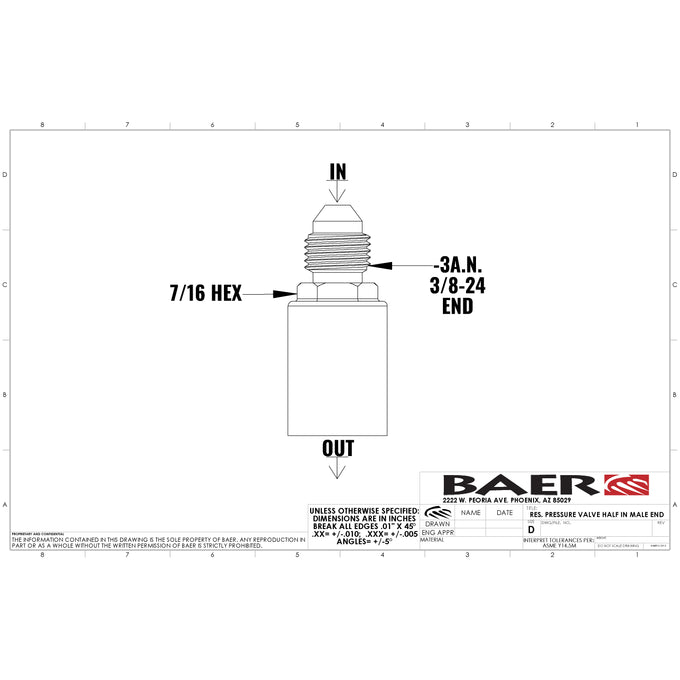 Pressure Residual Valve - 10LB, -3AN Fittings<br>Billet Aluminum, Black Anodized Finish