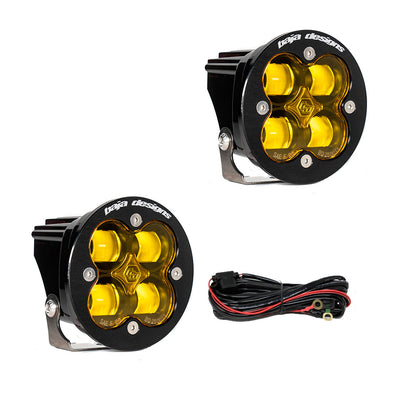 Squadron-R SAE LED Auxiliary Light Pod Pair <br> Length 3.07in X Depth 2.77 in X Height 3.07 in