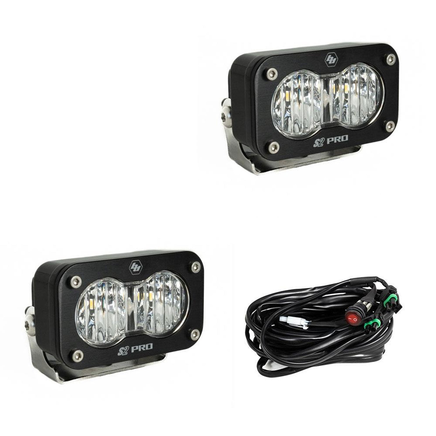 S2 Pro Series LED Light Pods Wide Cornering Pattern <br> Length 2.93in X Depth 1.68in X Height 1.76in