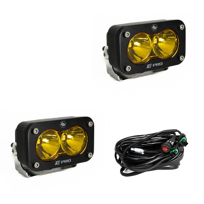 S2 Pro Black LED Auxiliary Light Pod Pair <br> Length 2.93in X Depth 1.68in X Height 1.76in