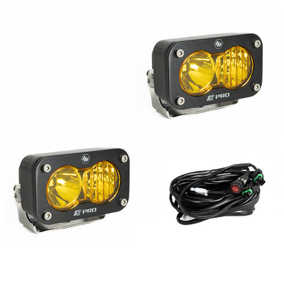 S2 Pro Black LED Auxiliary Light Pod Pair <br> Length 2.93in X Depth 1.68in X Height 1.76in