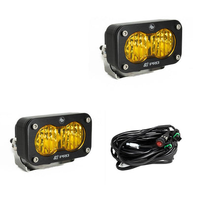 S2 Pro Black LED Auxiliary Light Pod Pair <br> Length 2.93in X Depth 1.68in X Height 1.76in