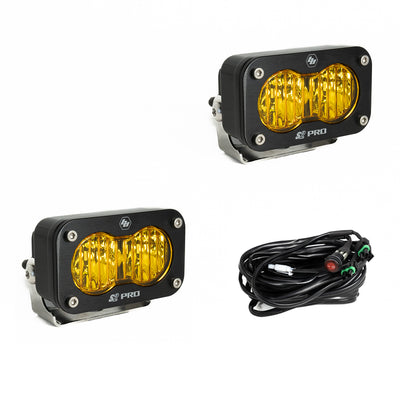 S2 Pro Black LED Auxiliary Light Pod Pair <br> Length 2.93in X Depth 1.68in X Height 1.76in